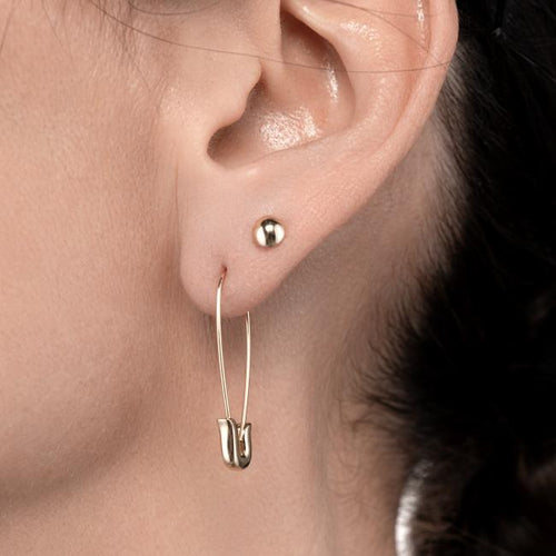 Cercei din aur galben Safety Chic Earrings