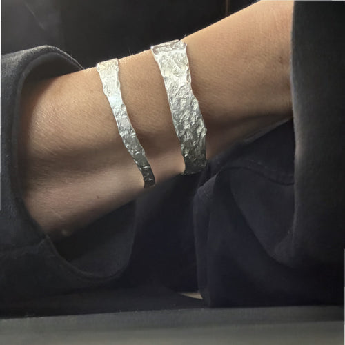 Rock Silver Cuff