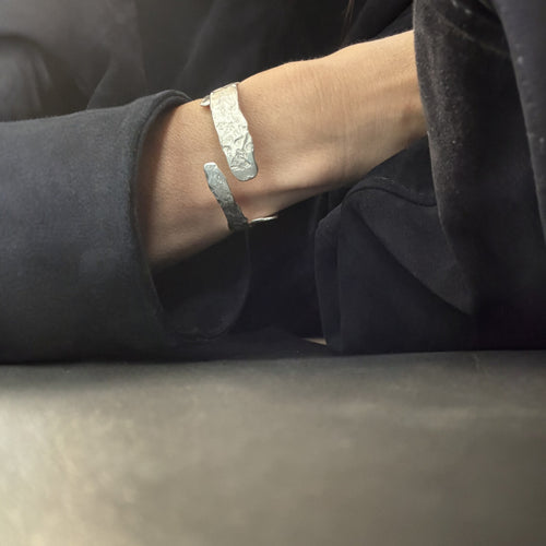 Rock Silver Cuff