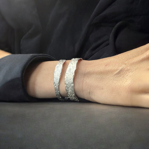 Rock Silver Cuff