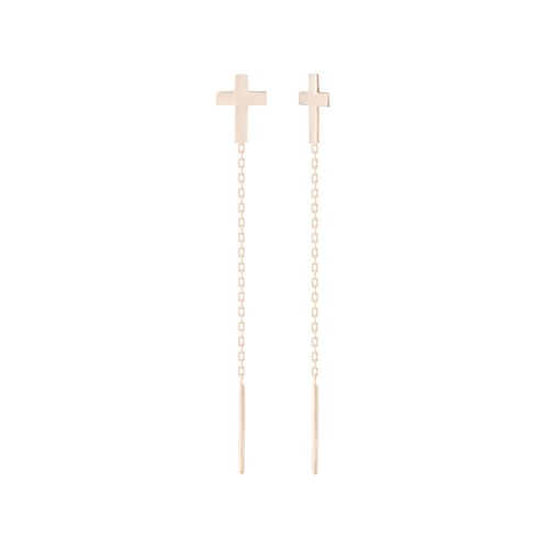 Cercei din aur galben Graceful Crosses Earrings