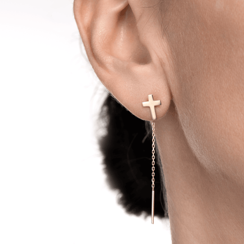 Cercei din aur galben Graceful Crosses Earrings