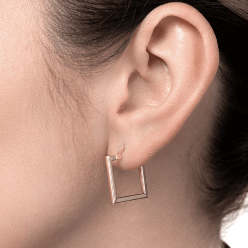 Cercei din aur galben Plain Square Earrings