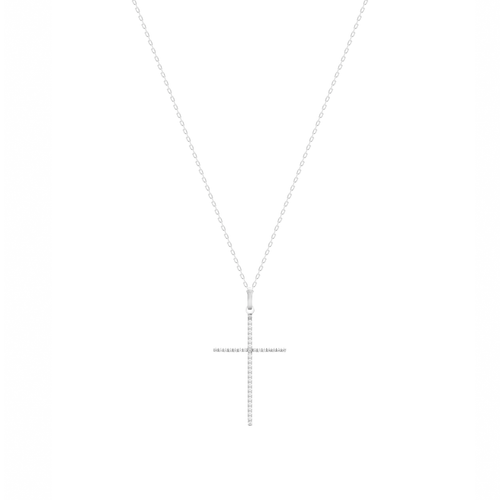 Lănțișor cu pandantiv din aur alb cu diamante Sparkling Cross Elegance Necklace