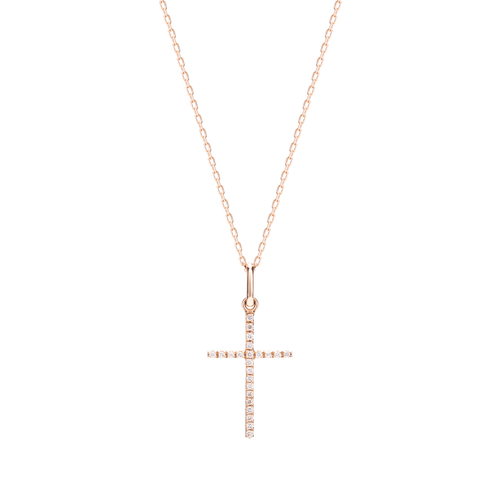Lănțișor cu pandantiv din aur roz cu diamante Forever Splendor Cross Necklace