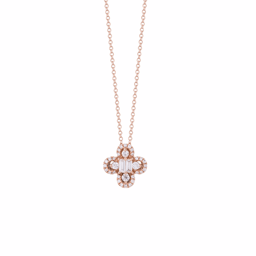 Lănțișor cu pandantiv din aur roz cu diamante Divine Diamond Necklace