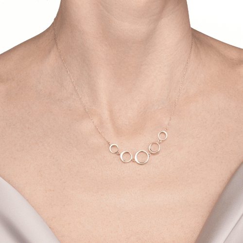 Lănțișor cu pandantiv din aur galben Circle Harmony Ensemble Necklace