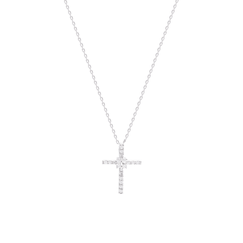 Lănțișor cu pandantiv din aur alb cu diamante Diamond Emblem of Faith Necklace