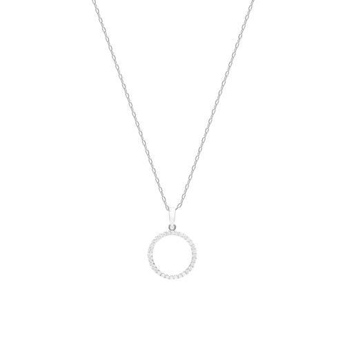 Lănțișor cu pandantiv din aur alb cu diamante Radiant Circle Necklace