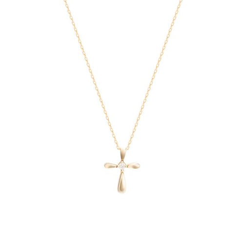 Lănțișor cu pandantiv din aur galben cu diamante Radiant Peak Cross Necklace