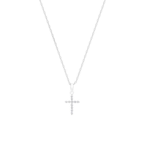 Lănțișor cu pandantiv cruce din aur alb cu diamante Diamond Cross Pendant Necklace