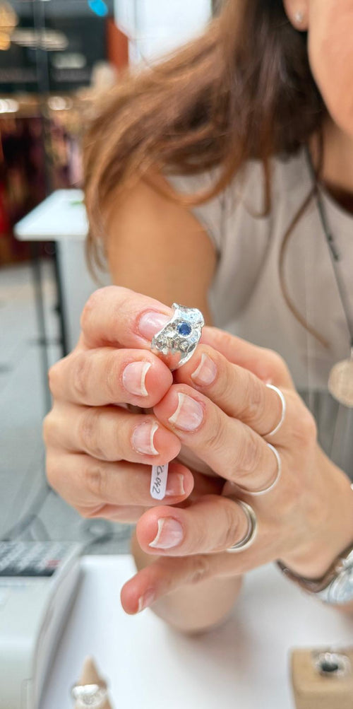 Inel din argint 925 cu safir natural de 0,40 ct